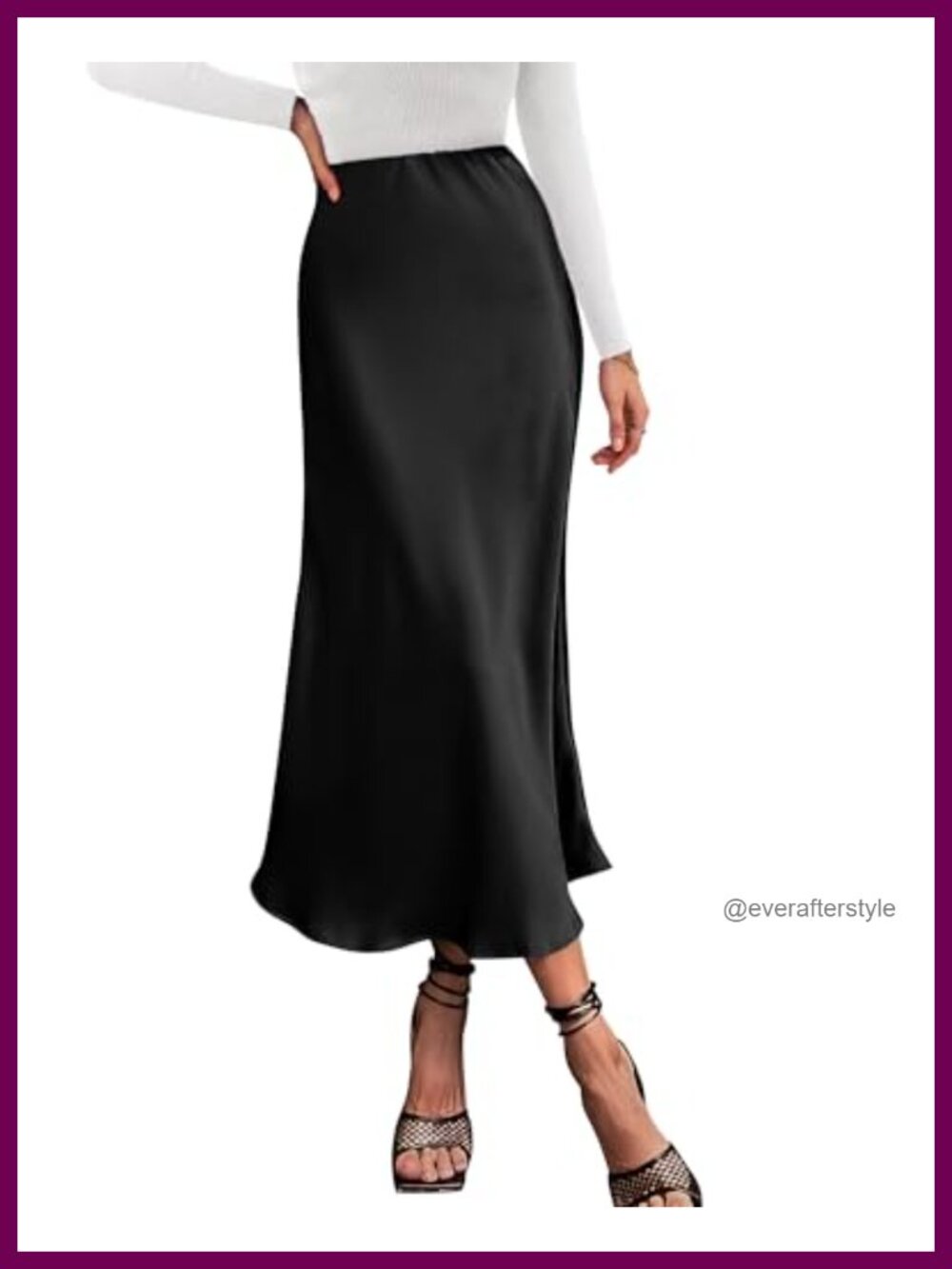 Women's High Waisted Satin Maxi Skirt A-Line Ruffle Hem
